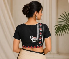 Black Hand-Painted Pure Silk Pichwai Blouse